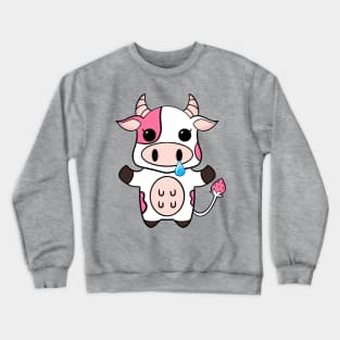 Strawberry cow cartoon design Crewneck Sweatshirt
